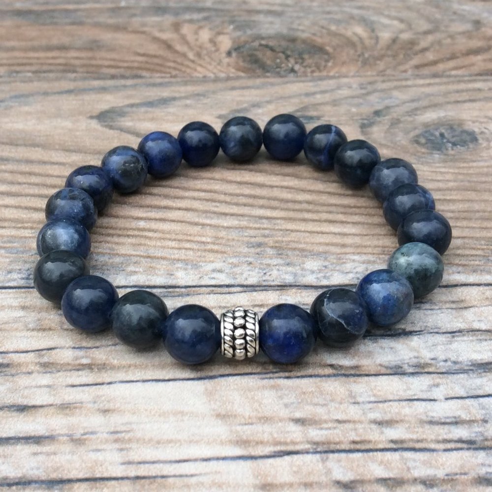 Sodalite bracelet - throat chakra, crystal healing, blue bracelet
